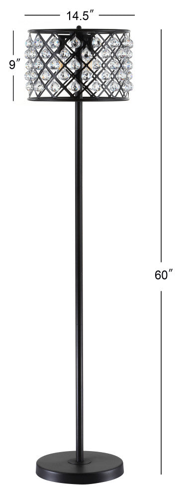 Elizabeth Crystal, Metal LED Floor Lamp, 60", Bronze