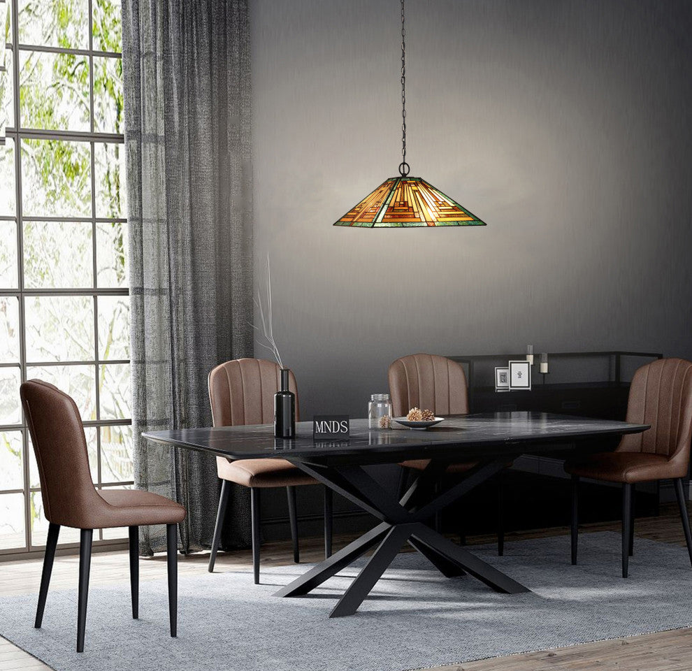 Firman Tiffany 2-Light Mission Ceiling Pendant 16" Shade