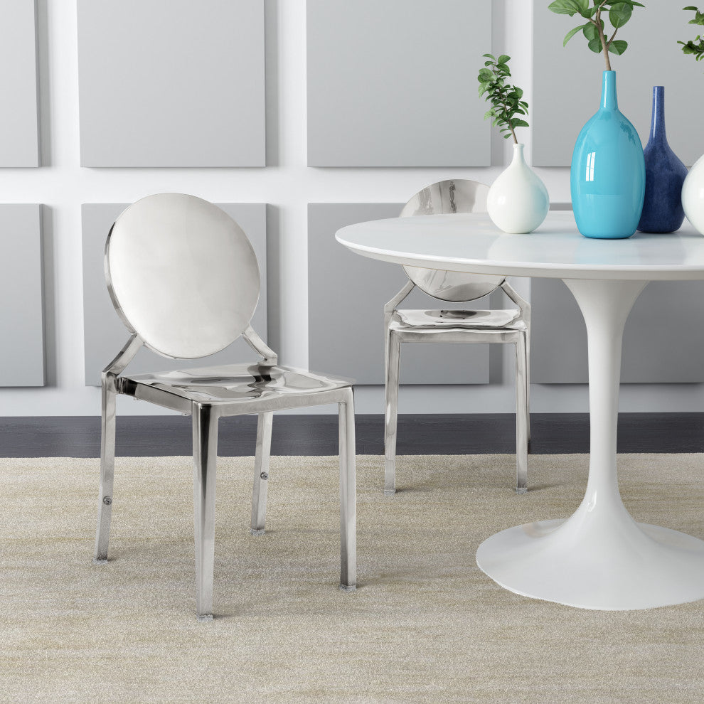 Eclipse Dining Chair, Set of 2 Stainless Steel