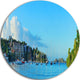 St John Bay Panoramic View, Seashore Disc Metal Wall Art, 23"