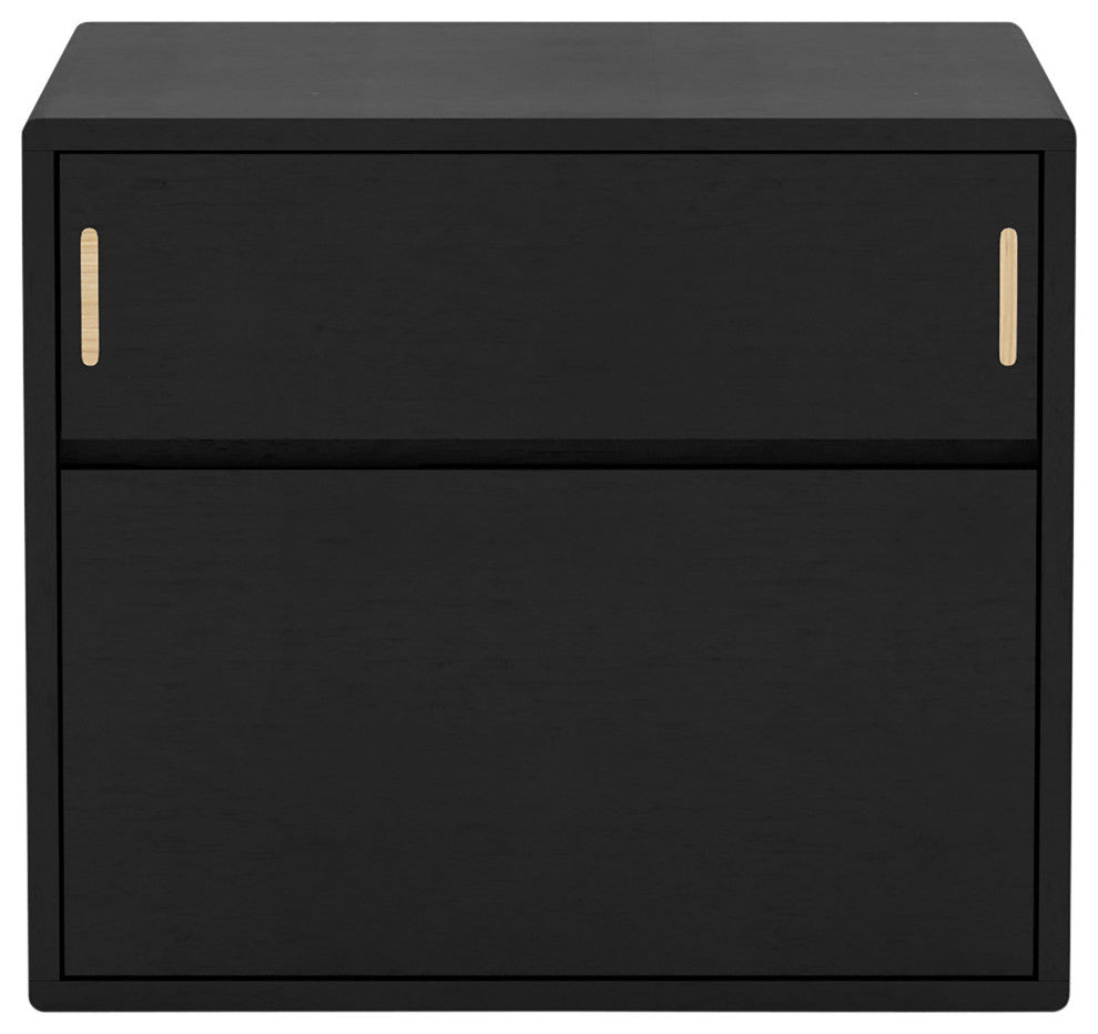 Haru Left Facing Nightstand, Black Oak