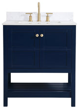Tobias 30" Single Bathroom Vanity, Blue With Backsplash