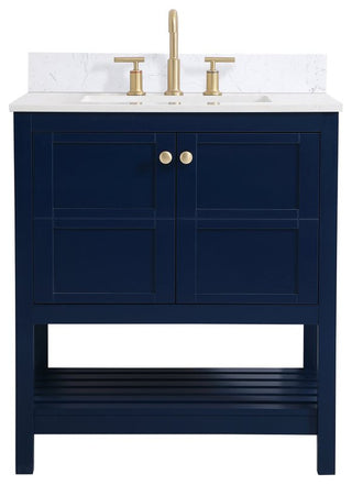 Tobias 30" Single Bathroom Vanity, Blue With Backsplash