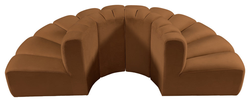 Arc Upholstered Outward Curved Modular Sectional, Saddle, 4-Piece: Reverse Corner (4), Velvet