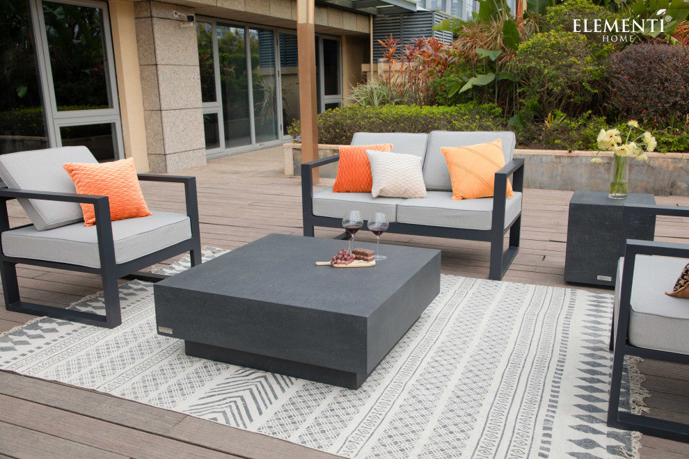 Tevere 40" Square Concrete Coffee Table, Slate Black