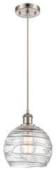 Deco Swirl 1-Light Mini Pendant, Brushed Satin Nickel, Clear