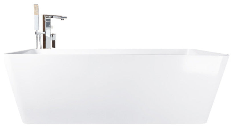 Vanity Art Solid Surface Resin Stone Freestanding Bathtub, Glossy White, 59 in. X 30 in.