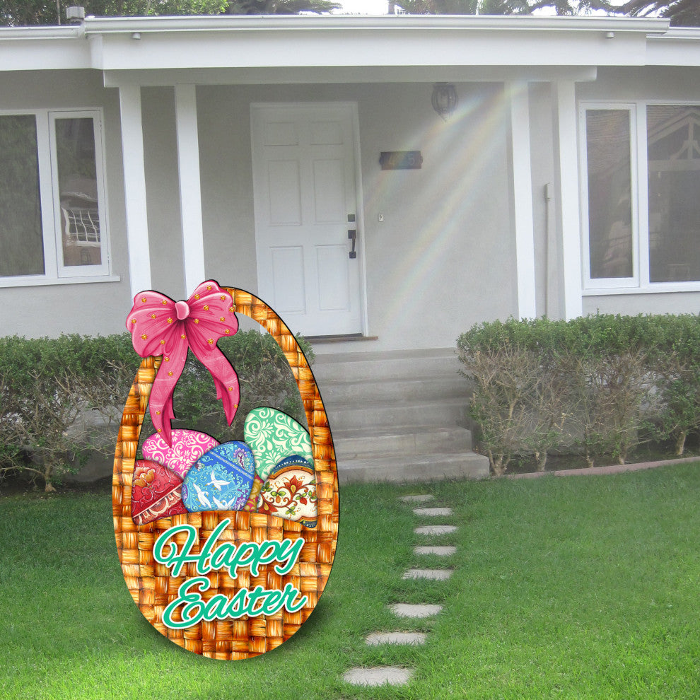 Easter Basket Free Standing  Garden Decor