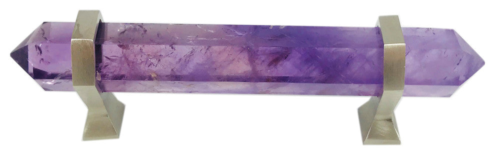 Amethyst Pull 6" Purple Crystal Bar Cabinet and Closet Pull, Satin Nickel