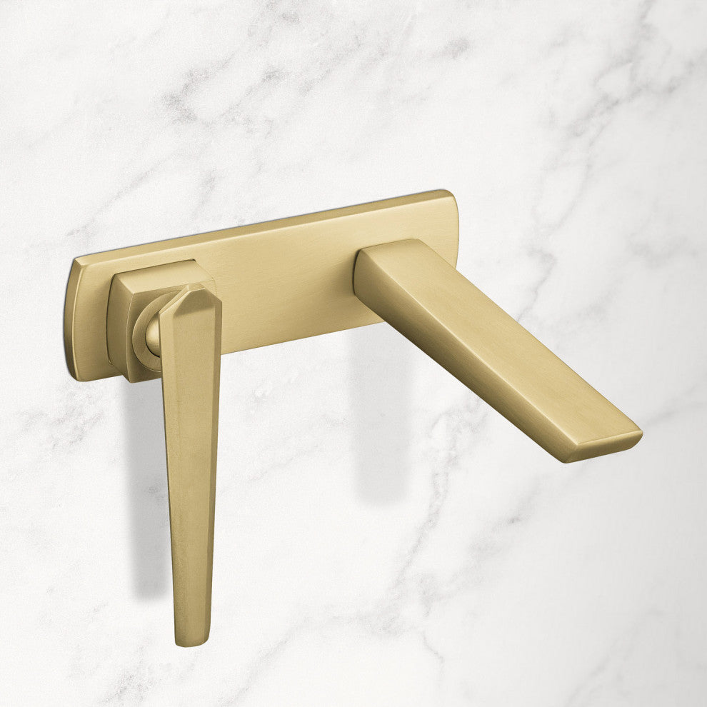 Nia Luxury Wall-Mount Bathroom Faucet, Brushed Gold, Without pop-up drain