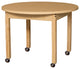 Mobile Round High Pressure Laminate Table with Hardwood Legs, 26"