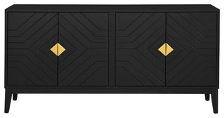 GDF Studio 4-Door Sideboard Storage Cabinet, Gold Handles & Adjustable Shelf