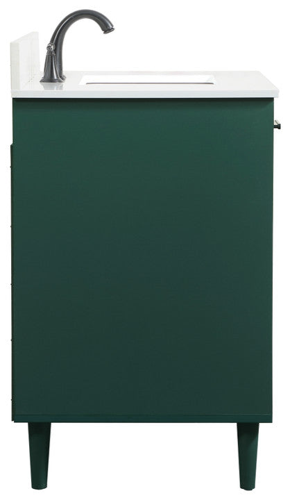 Home Living Modern Natural Oak-Light Bathroom Vanity, Green, 36"