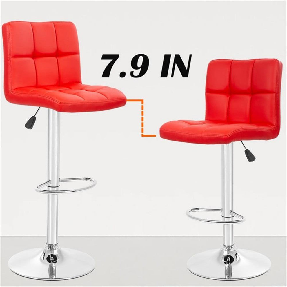Pemberly Row Faux Leather Adjustable Red Bar Stools (Set of 2)
