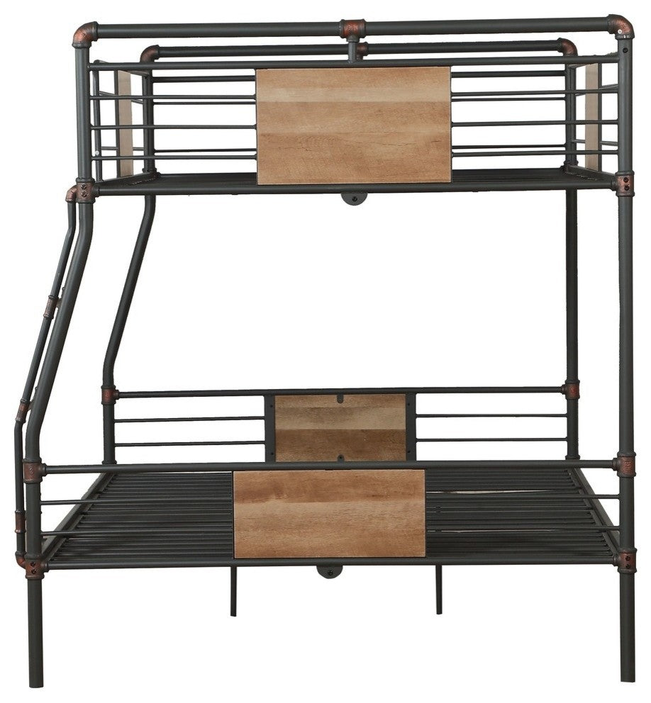Brantley Metal Bunk Bed, Sandy Black and Silver, Full Bed Over Queen Bed