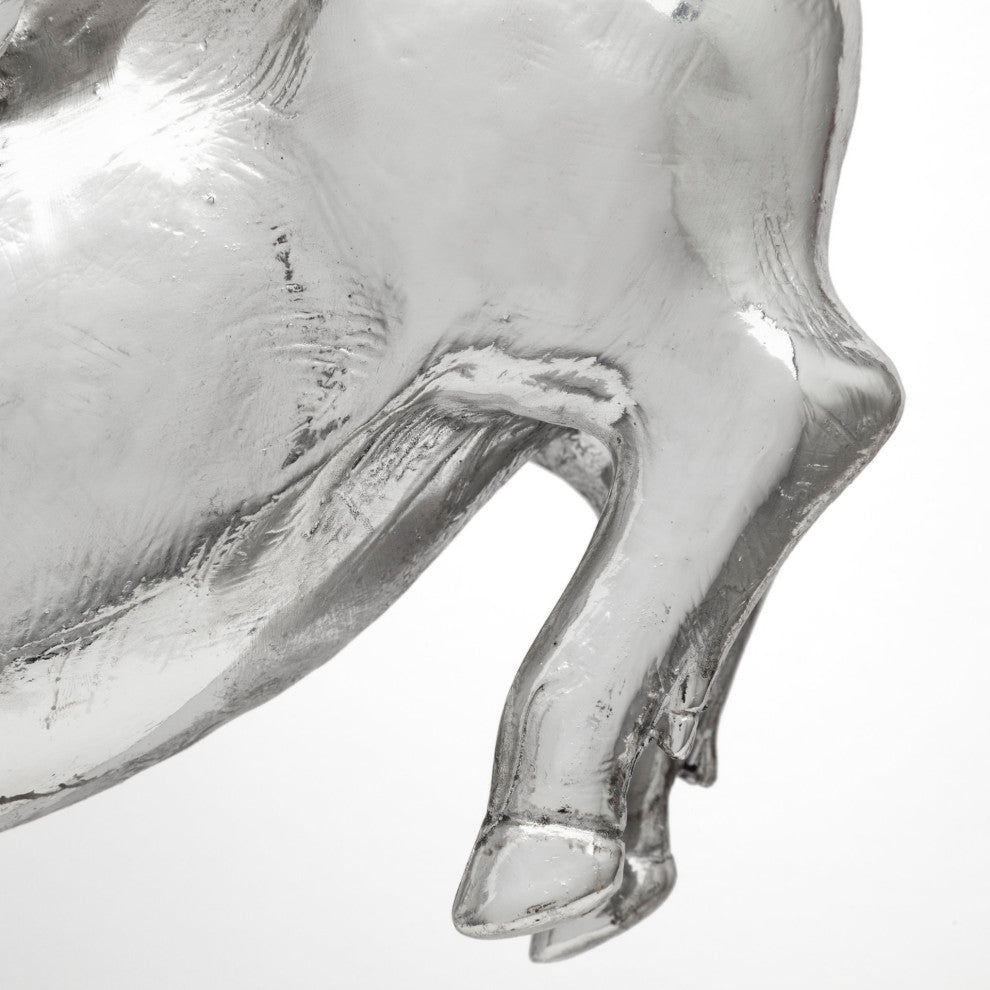 Hogbadi I White Resin Flying Pigs, Set Of 2, Silver