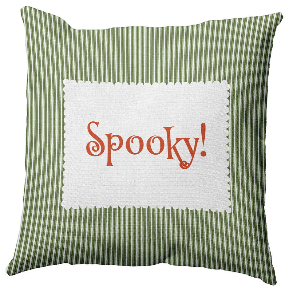 Halloween Spooky Ticking Accent Pillow, Scallion, 18"x18"