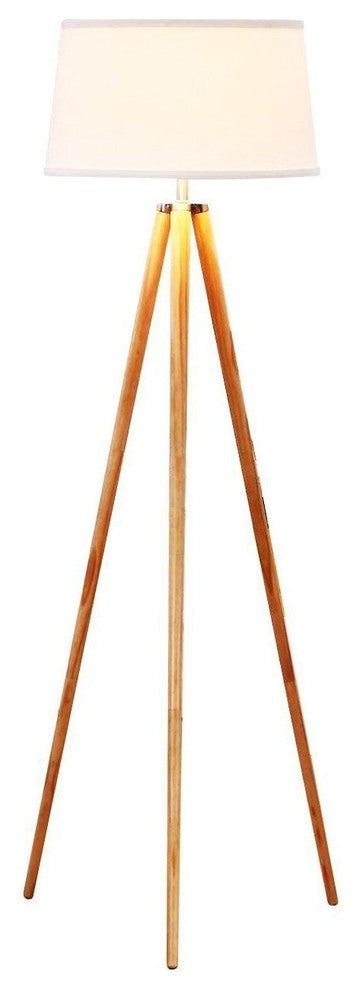 LED Tripod Floor Lamp Modern Design Wood Mid Century Style Lighting