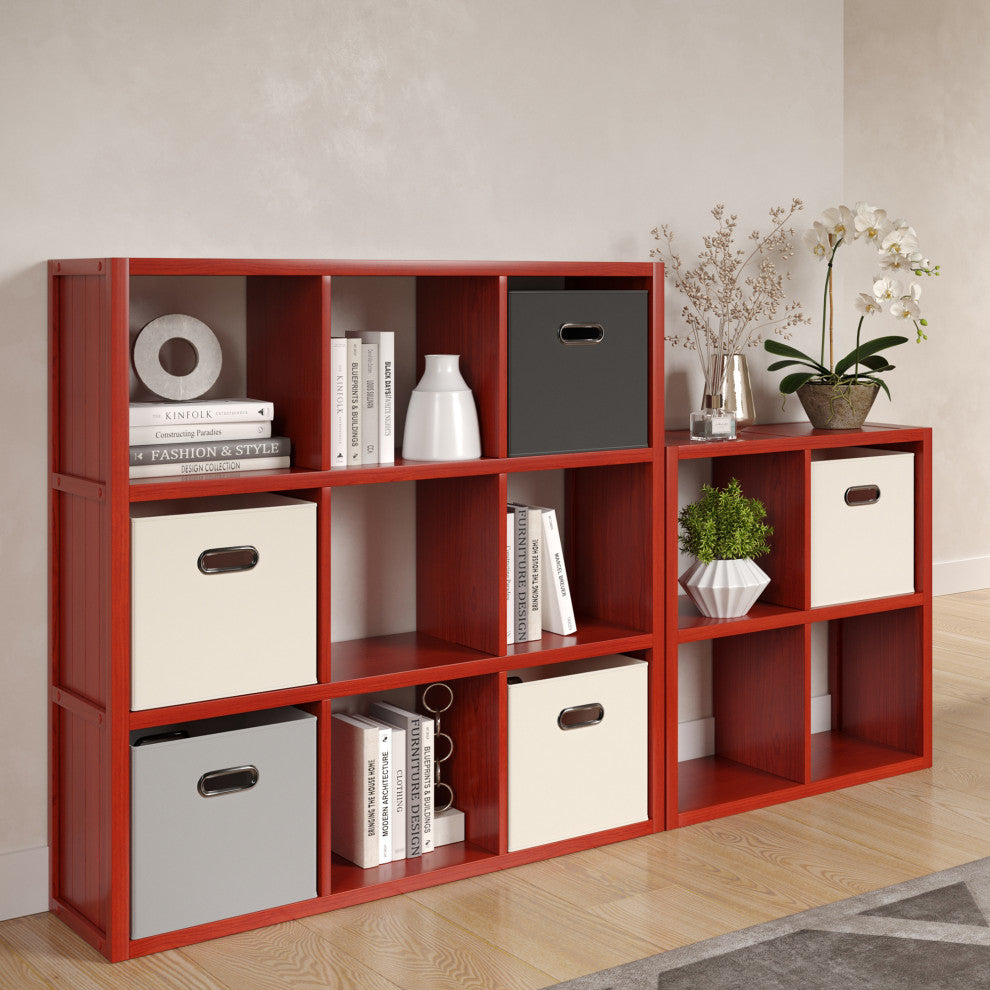 Solid Wood 4 Cube Storage Organizer, Red Mahogany