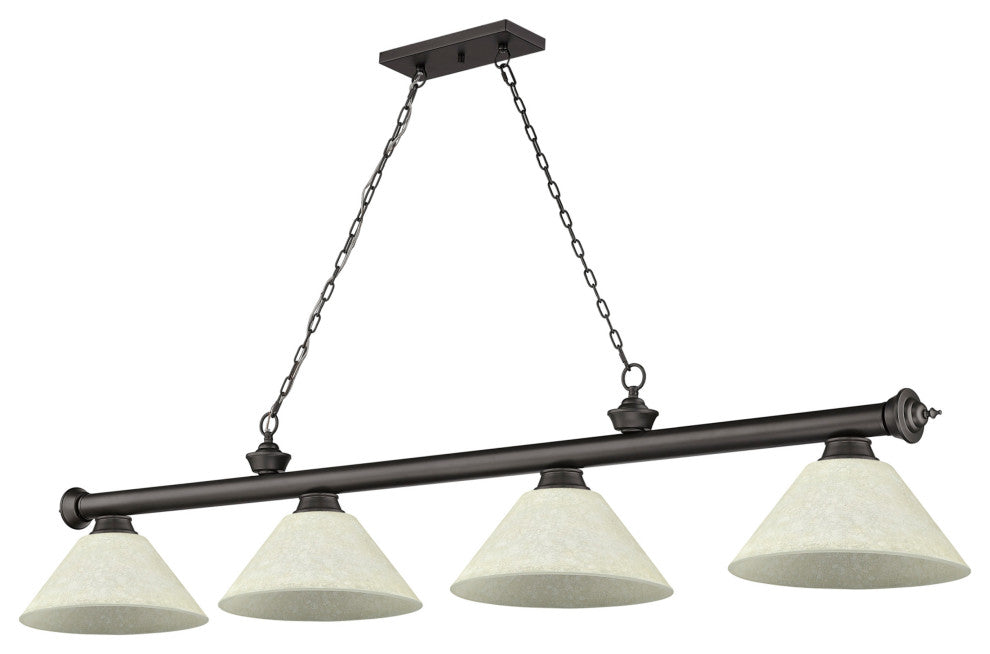 Z-Lite 2306-4-AGM14 Cordon 4 Light 14"W Billiard Chandelier - Rubbed Brass /