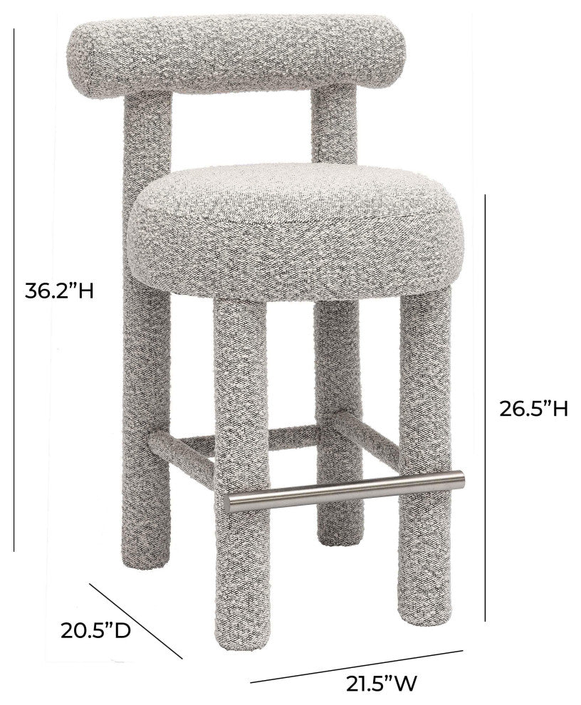 Carmel Black and White Boucle Counter Stool Black,White