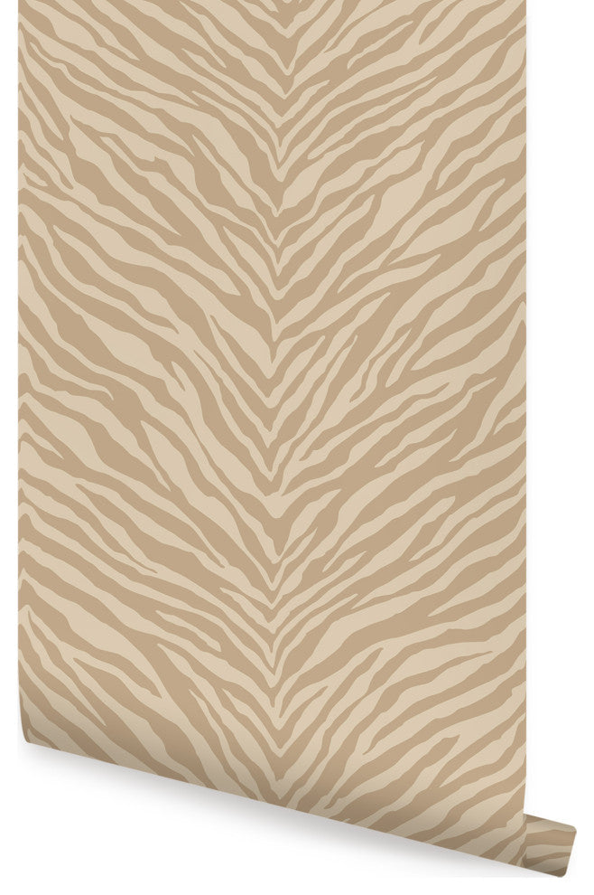 Zebra Print Peel and Stick Vinyl Wallpaper, Khaki, 24"w X 60"h