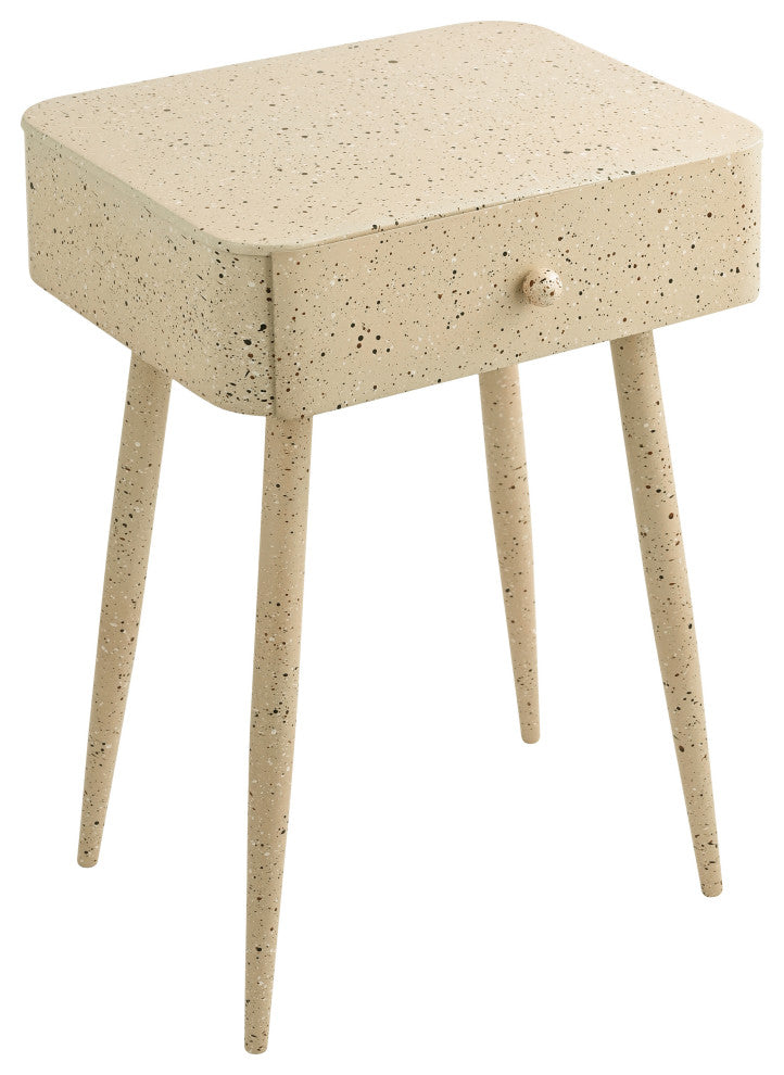 Rylan Iron Night Stand, Beige, Terrazzo