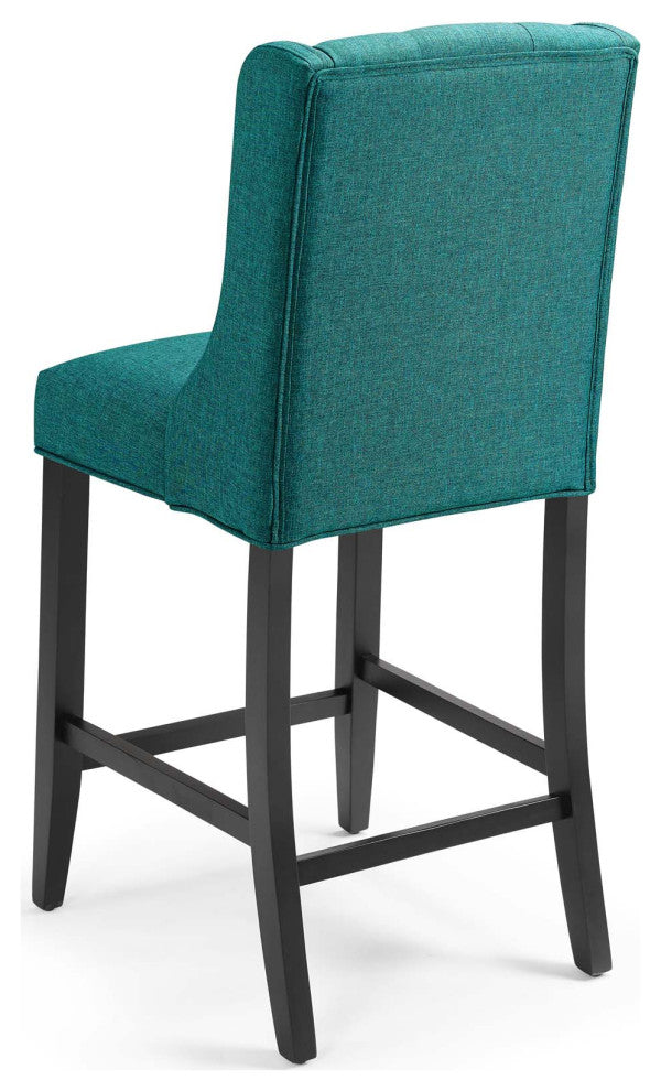 Tufted Counter Stool Chair, Fabric, Wood, Teal Blue, Modern, Bar Pub Cafe Bistro