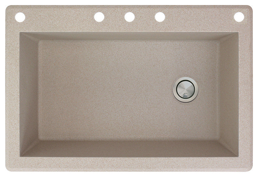 Radius 33" silQ Granite Single Bowl Kitchen Sink with 5 Holes in Cafe Latte