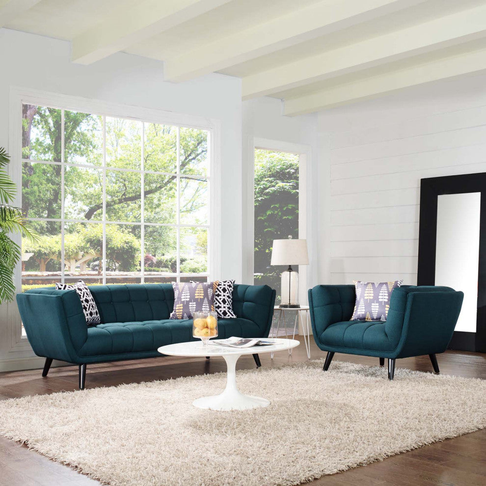 Bestow 2-Piece Upholstered Fabric Sofa and Armchair Set Blue