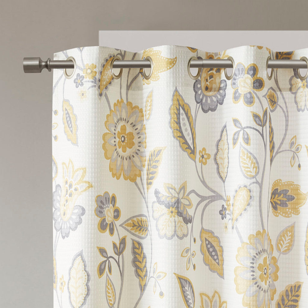 SunSmart Camille Botanical Room Darkening Window Curtain, 50"w X 95"l