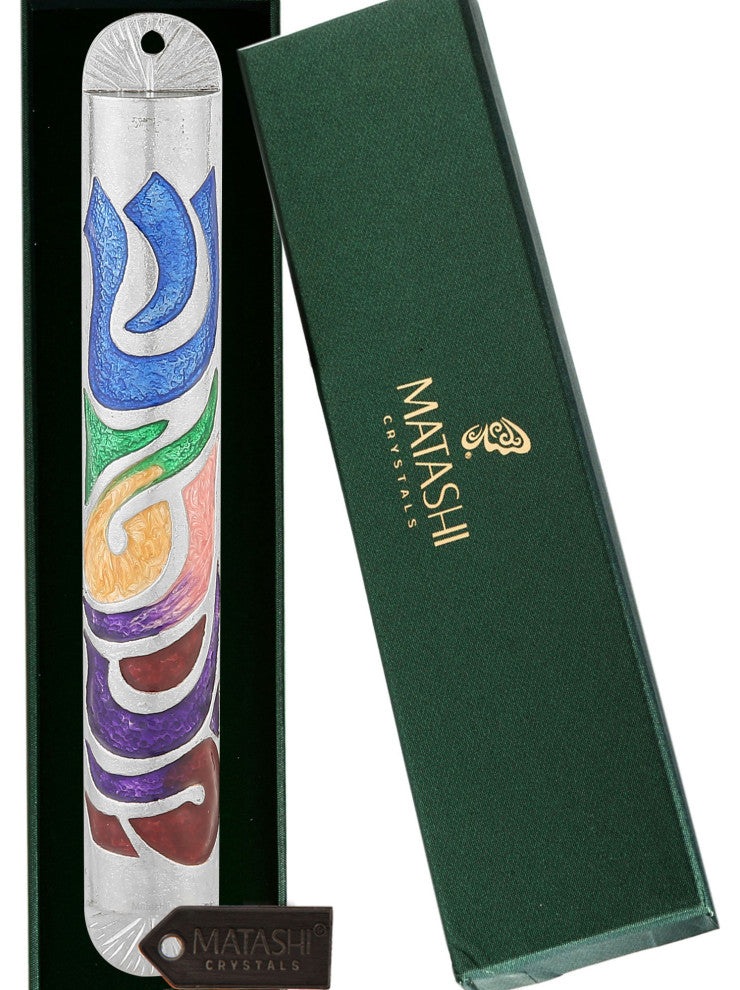 Matashi Hand Painted Enamel 6'' Mezuzah