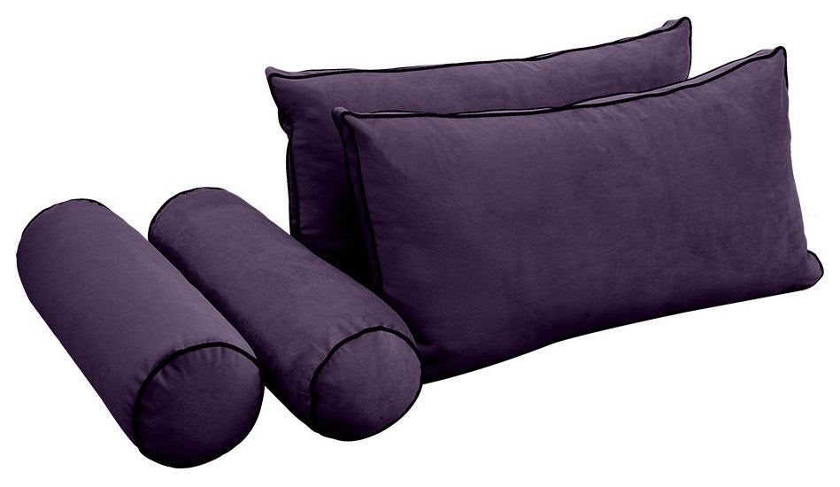 STYLE V2 Full Velvet ContrastPipe Indoor Daybed Bolster Pillow |COVER ONLY|AD339