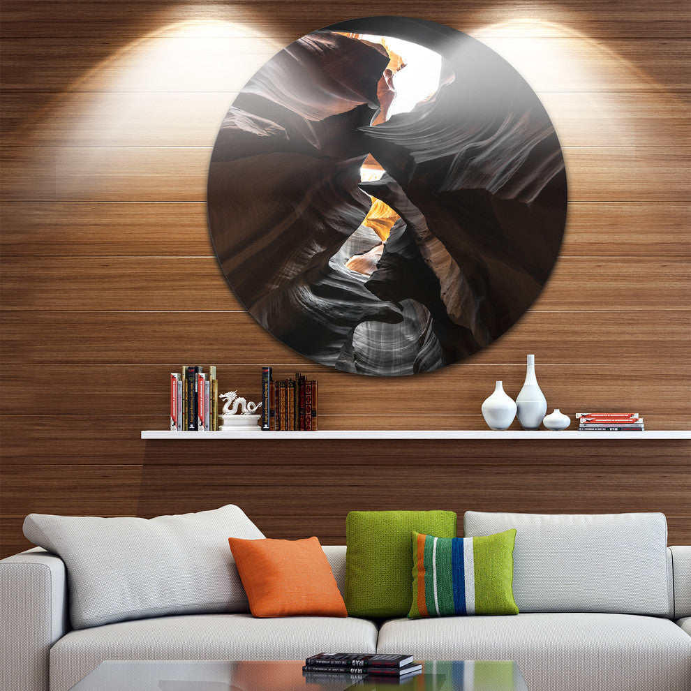Glowing Antelope Canyon, Landscape Photo Disc Metal Wall Art, 23"