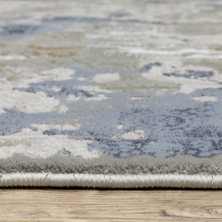 Emery Hidden Abstract Grey/Blue Indoor Area Rug, 2'3" x 7'6"