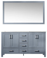 Jacques 60" Dark Grey Double Sink Vanity with Quartz Top, With Faucet and Mirror