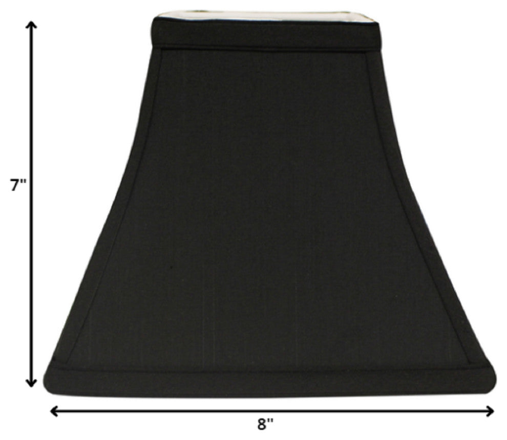 8" Black with White Lining Square Bell Shantung Lampshade