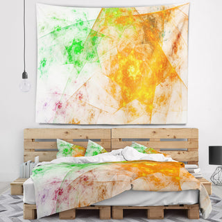 Green Yellow Rotating Polyhedron Abstract Wall Tapestry, 80"x68"