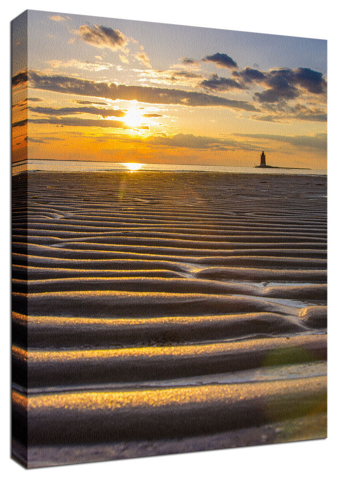Sandbars Coastal Sunset Landscape Photo Canvas Wall Art Print, 12" X 16"