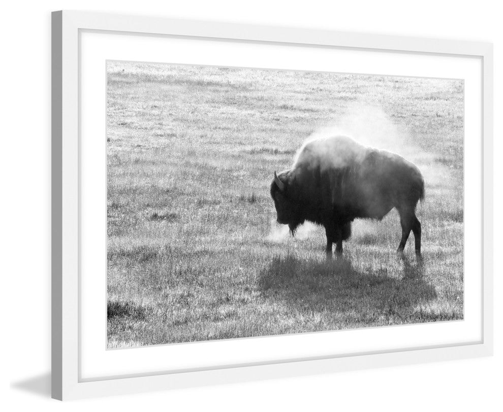 Marmont Hill, "Lone Buffalo" Framed Painting Print, 36x24