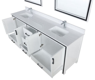 Ziva White 84" Double Vanity, Cultured Marble Top, 34" Mirrors