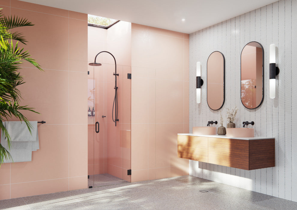 78"x30" Frameless Shower Door, Wall Hinge, Matte Black