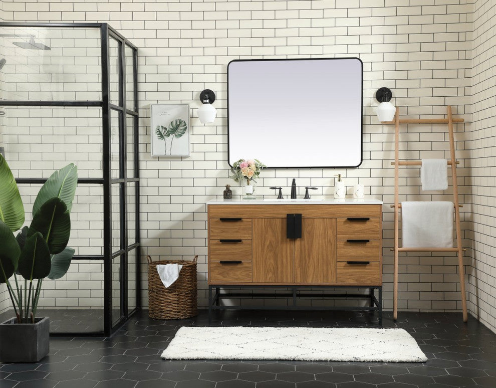 Home Living 22" Modern Walnut Brown-Light Bathroom Vanity