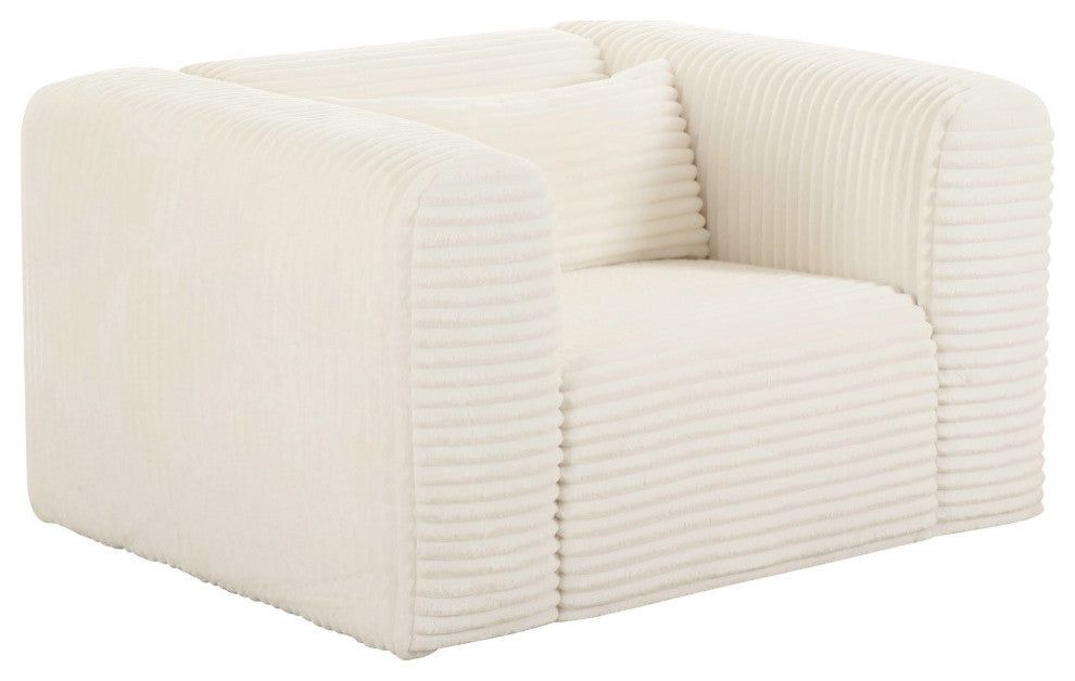 Tarra Fluffy Oversized Corduroy Armchair, Cream