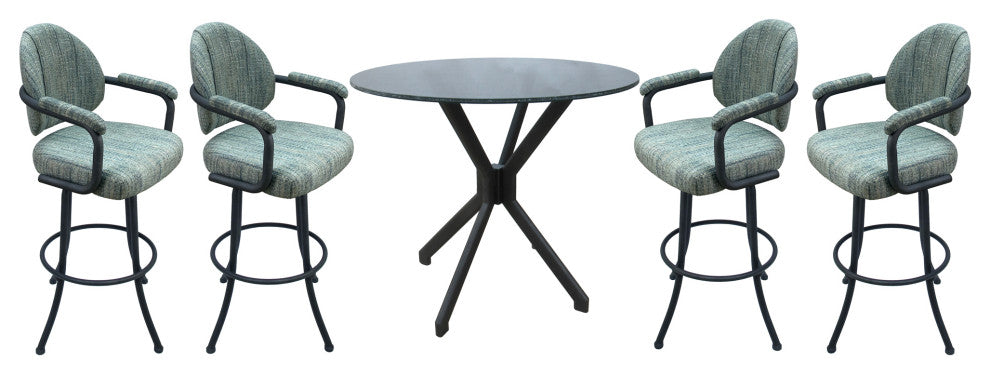 Swivel Counter Metal Pub Set - M-70 Stools 26" or 30", Watusi Aquatint - Grey, 30", Crackle Glass