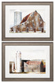 HomeRoots 25" X 19" Distressed Wood Toned Frame Barn Silo, Set of 2