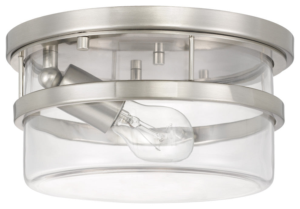 Kenmore 1-Light Brushed Nickel Finish Flush Mount 9.88"x9.88"x5"