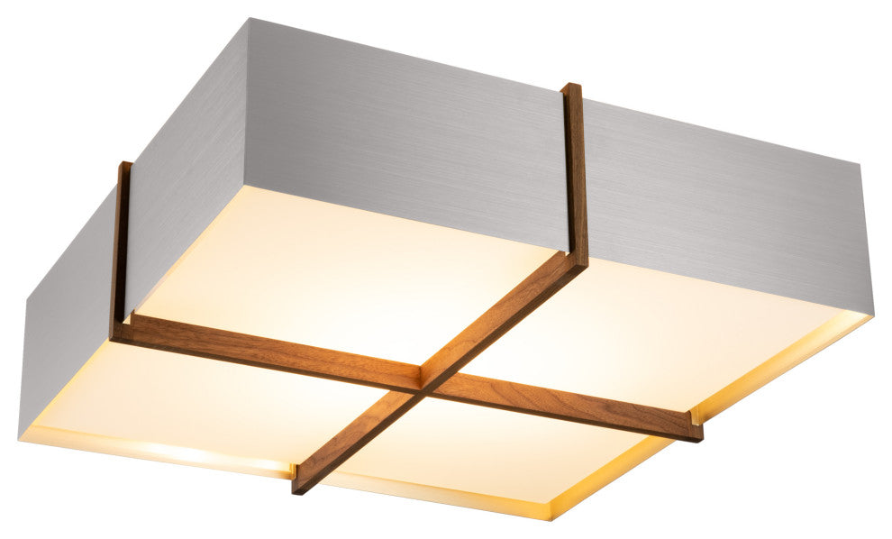 Veram Flushmount LED, Walnut, Brushed Aluminum, 18, 3500k