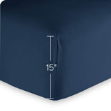 Fitted Dual Pocket Bottom Sheet 1800 Microfiber Ultra-Soft, Dark Blue, Cal King