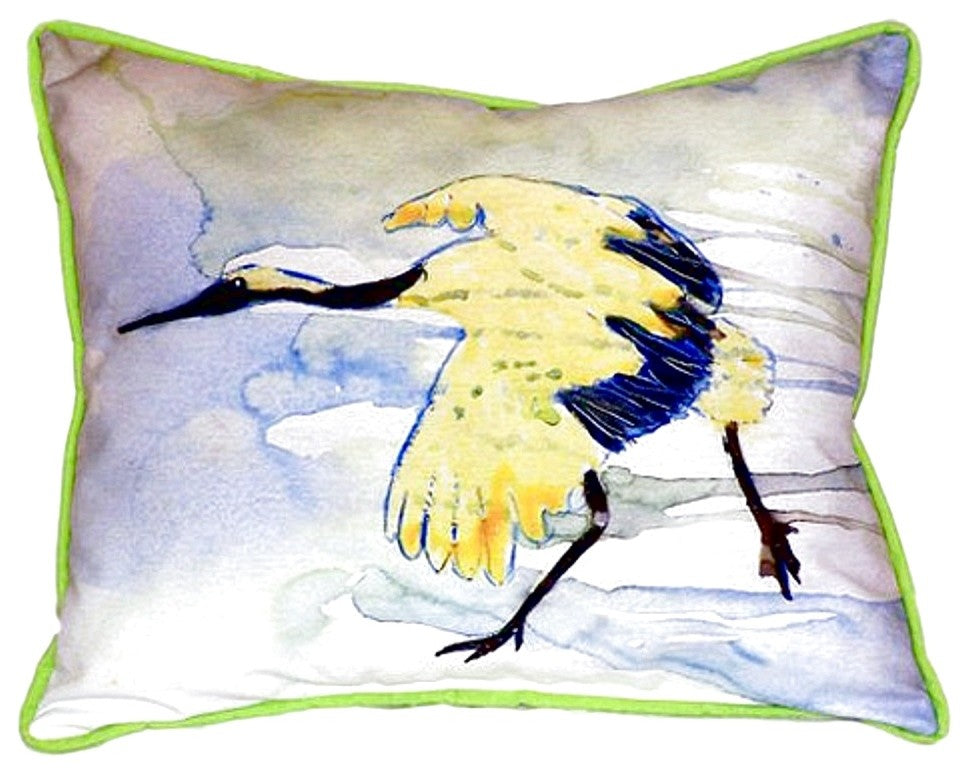 Betsy Drake Yellow Crane Small Indoor/Outdoor Pillow 11x14